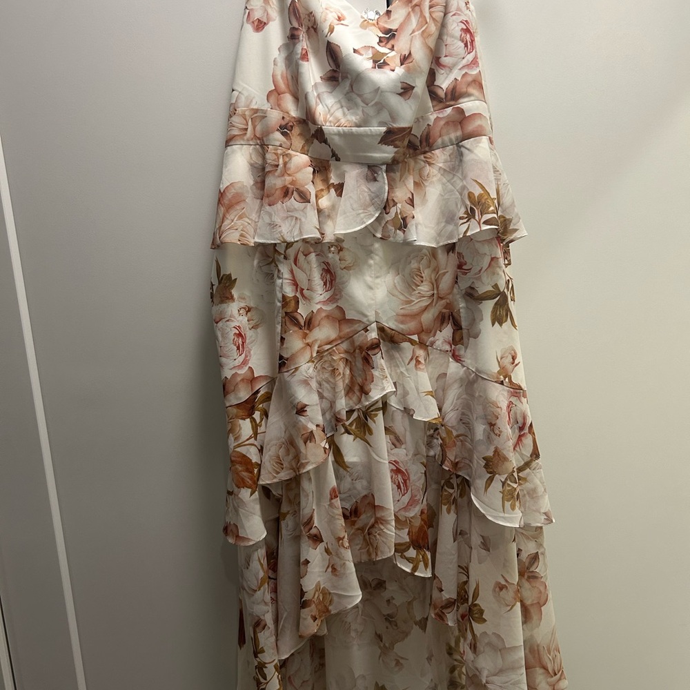 City Chic Floral Wedding Dress - Cream and Pink